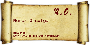 Mencz Orsolya névjegykártya